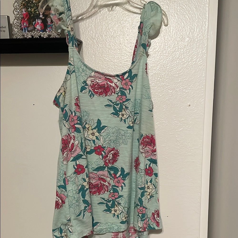 Torrid Floral Tank Top - Pink and Green